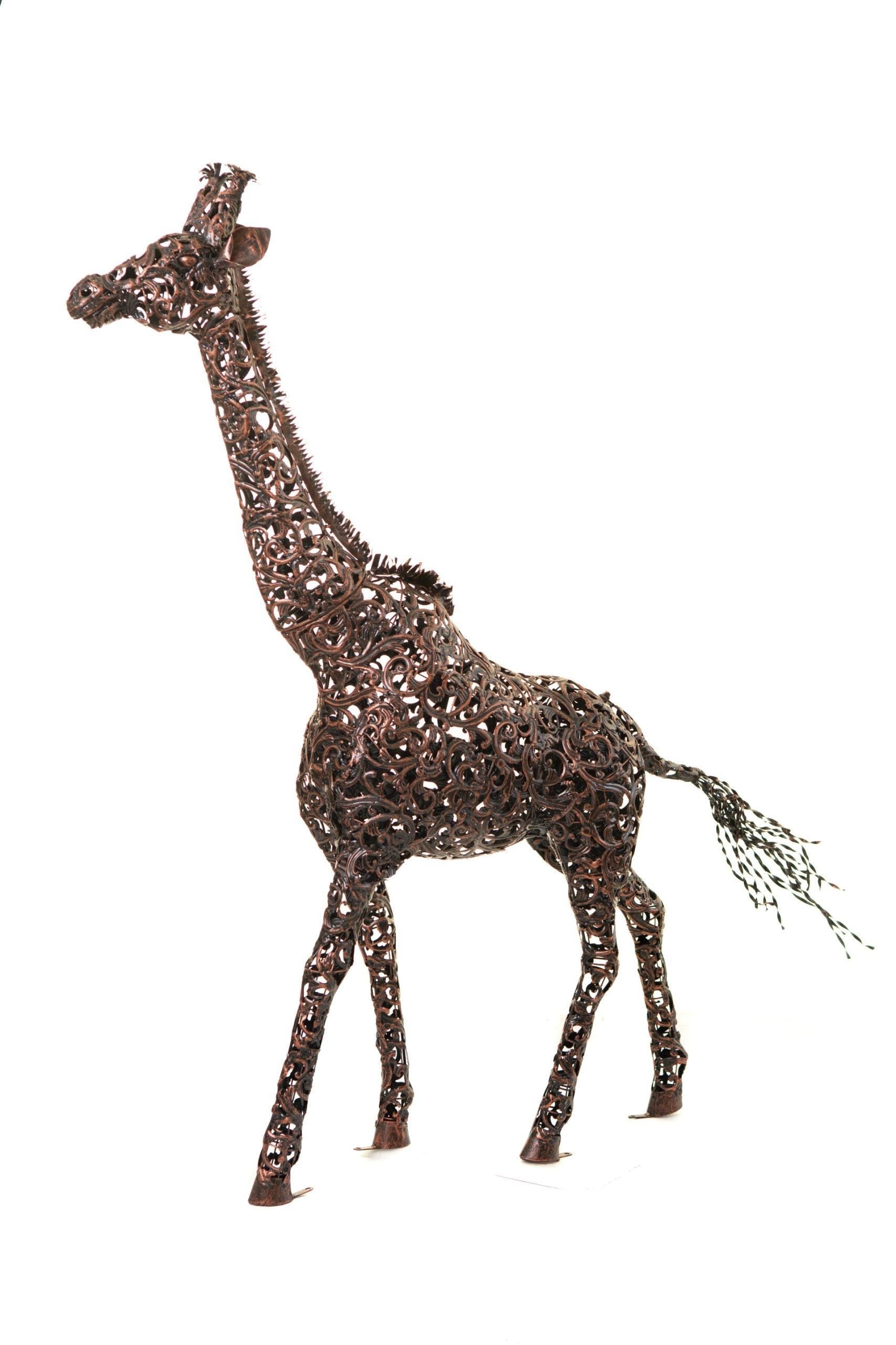 Bronze Giraffe Garden Sculpture – Large Metal Wildlife Statue – Outdoor Yard Art