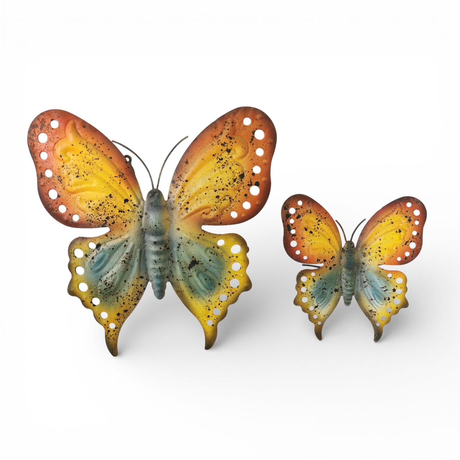 Rustic Metal Butterfly for Wall Hanging or Tabletop, Set of 2