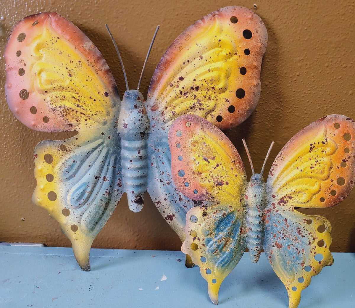 Rustic Metal Butterfly for Wall Hanging or Tabletop, Set of 2