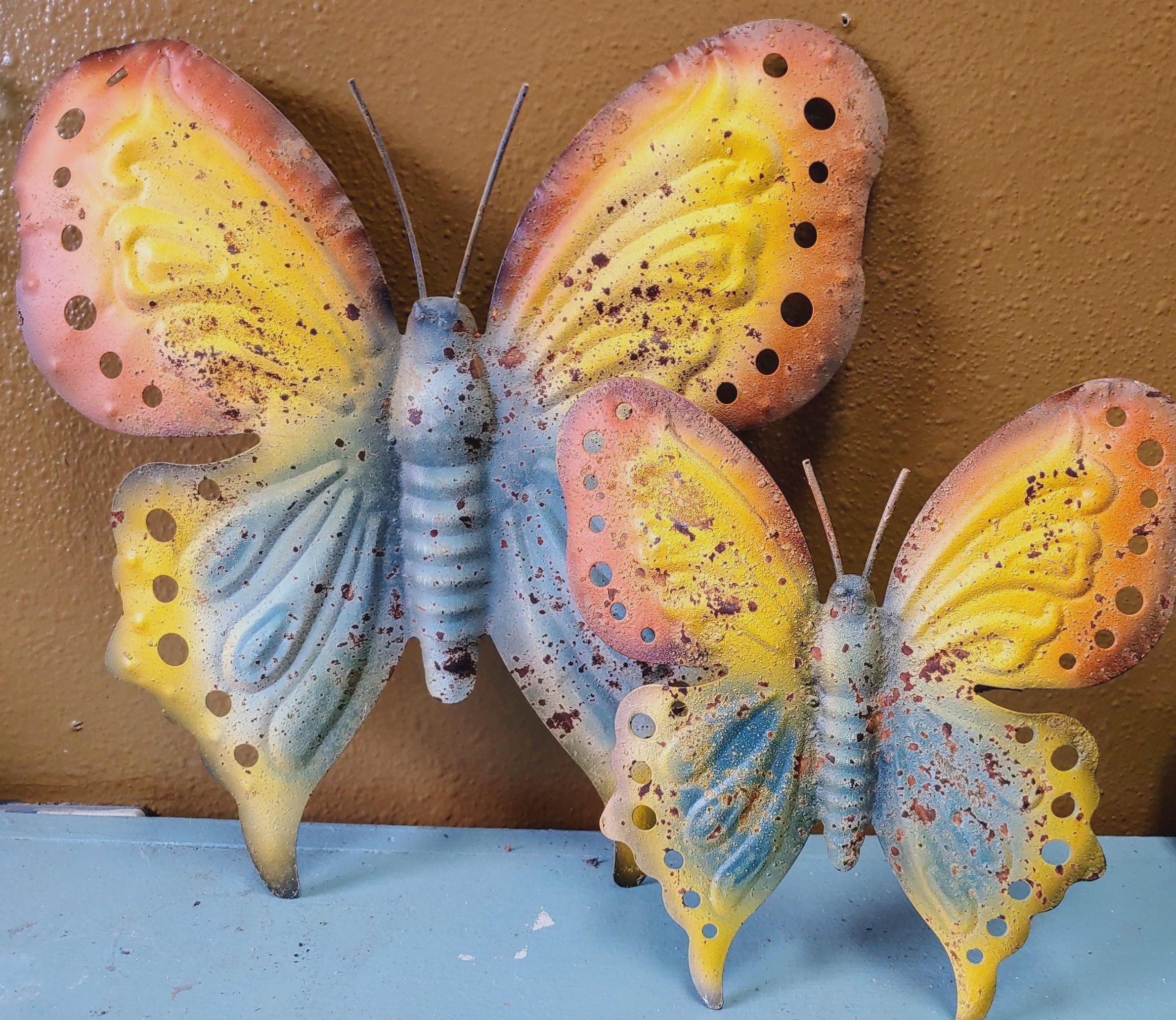 Rustic Metal Butterfly for Wall Hanging or Tabletop, Set of 2