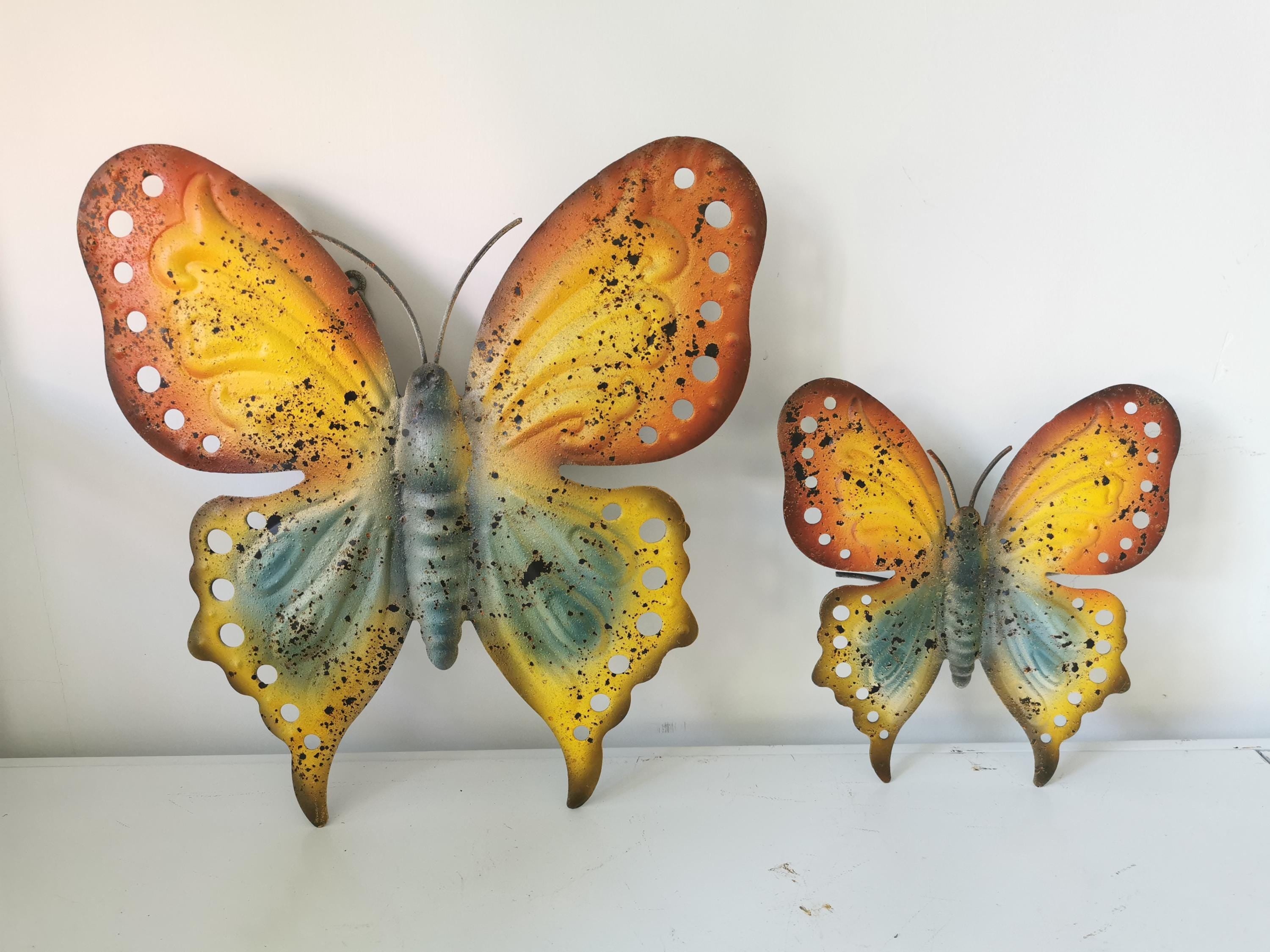 Rustic Metal Butterfly for Wall Hanging or Tabletop, Set of 2