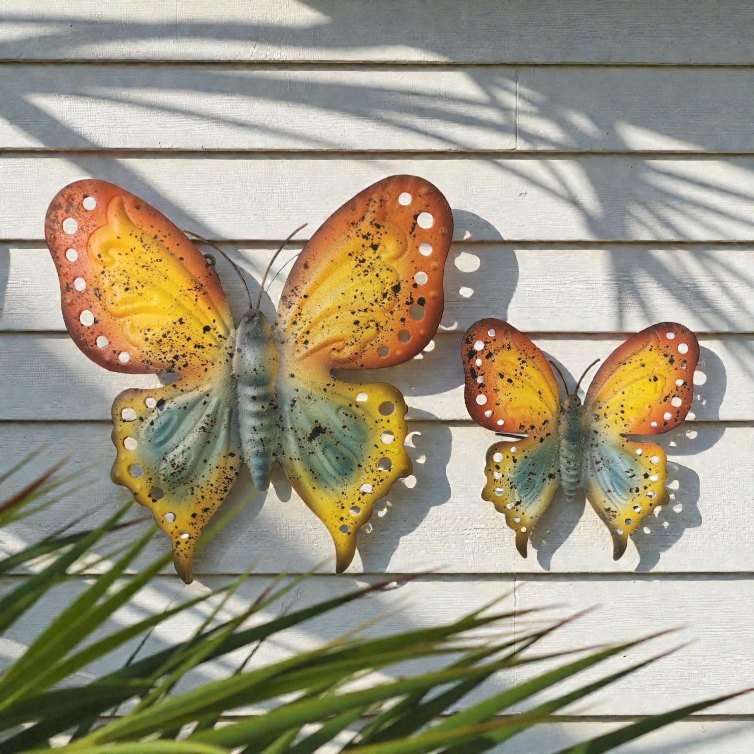 Rustic Metal Butterfly for Wall Hanging or Tabletop, Set of 2