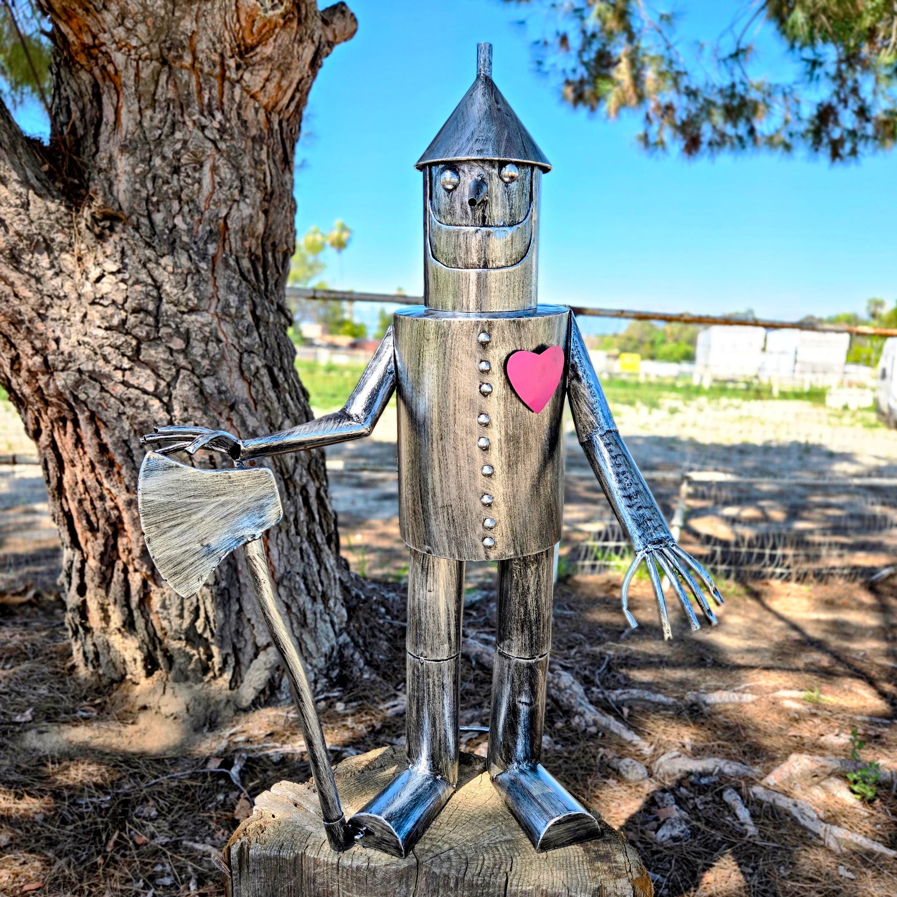 Robot Lumberjack Fire Pit Decor | Rustic Firewood Rack for Patio & Backyard