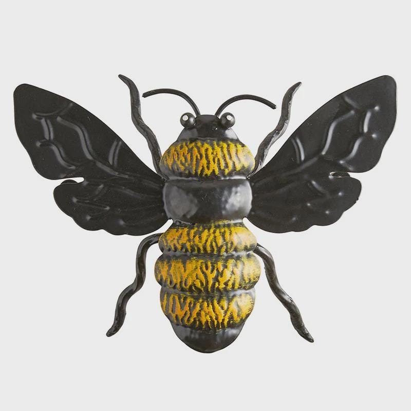 Rustic Metal Bees for Wall Hanging or Tabletop, Set of 2
