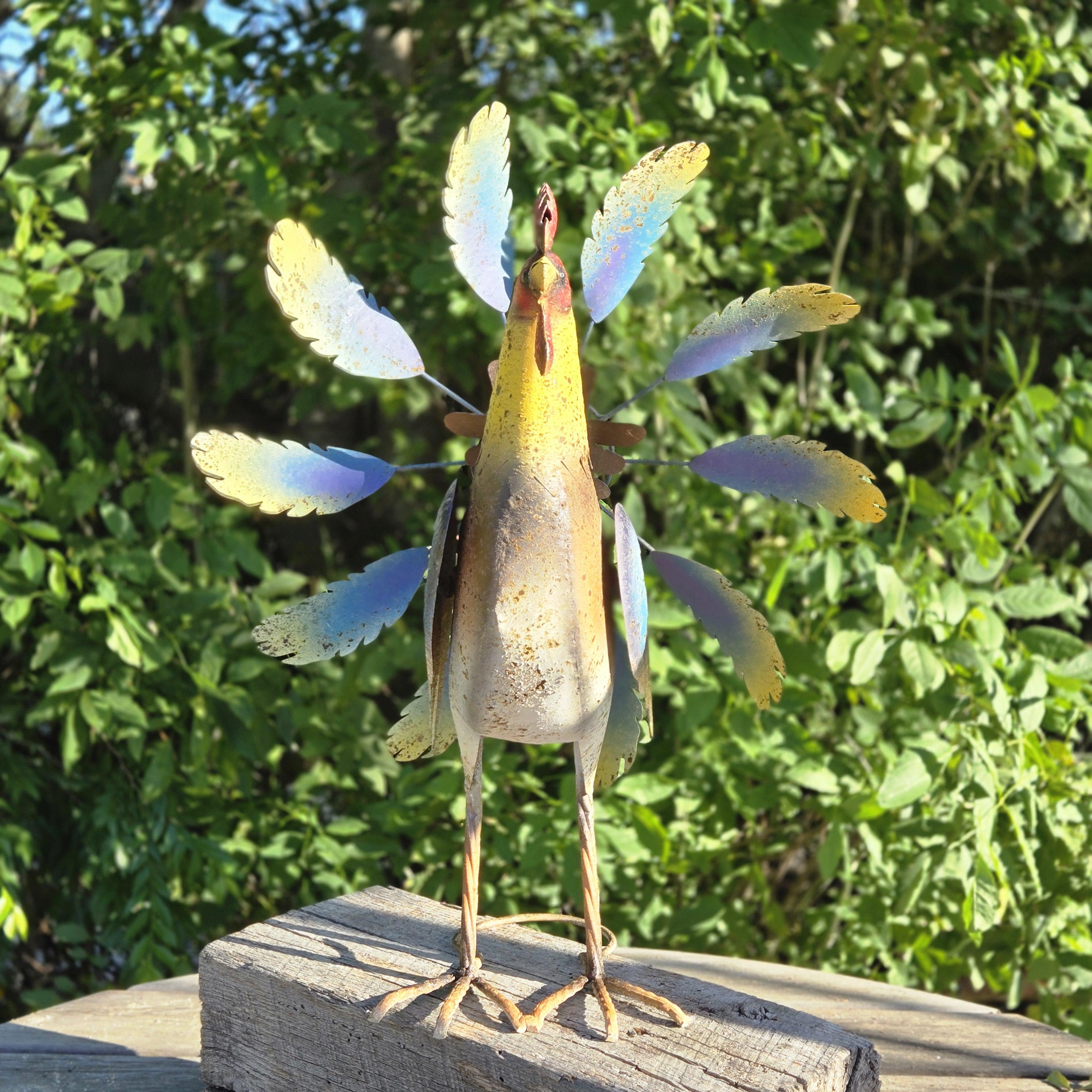 Rustic Metal Rooster Wind Spinner – Vintage Farmhouse Garden Yard Art