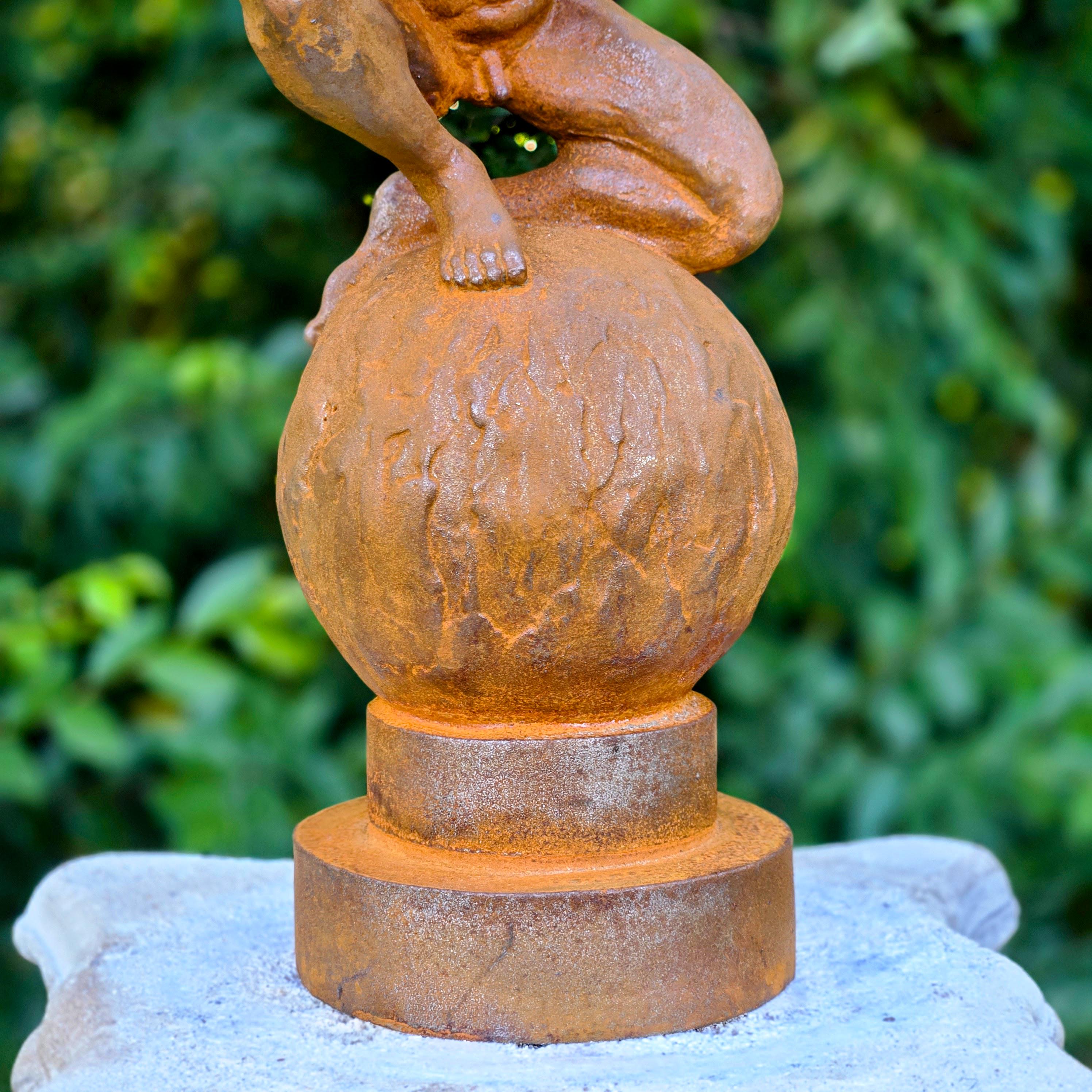 Abstract Human Figure Sculpture, Rustic Metal Balancing Statue, Modern Artistic Decor