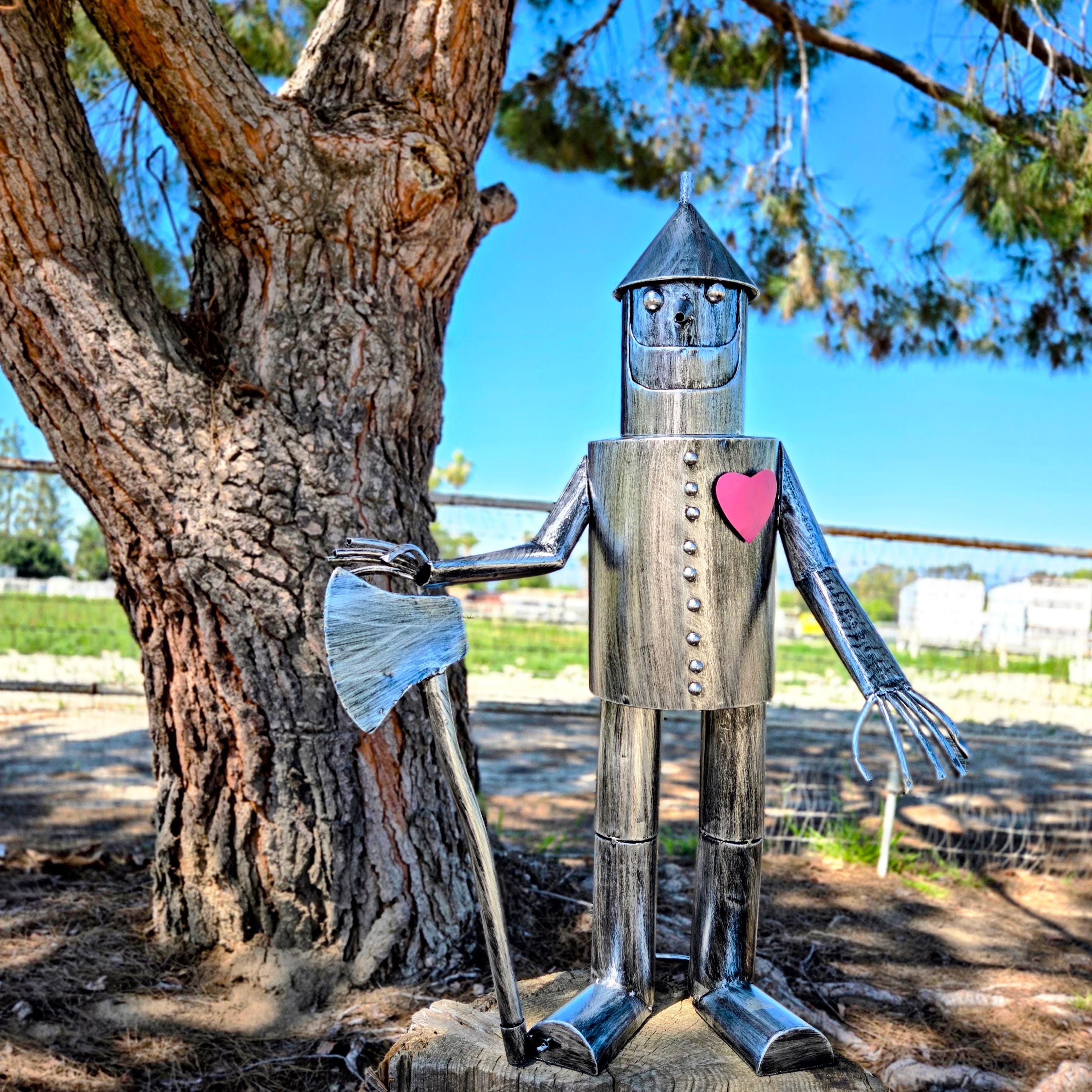 Robot Lumberjack Fire Pit Decor | Rustic Firewood Rack for Patio & Backyard