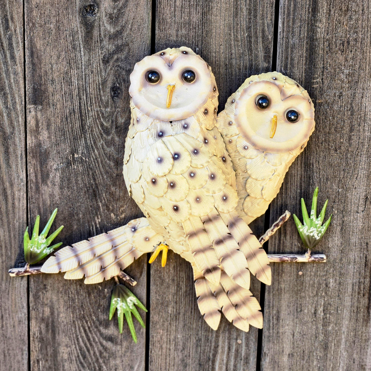 Handcrafted Metal Owl Garden Sculpture: Rustic Patina Finish, 36-Inch Wingspan