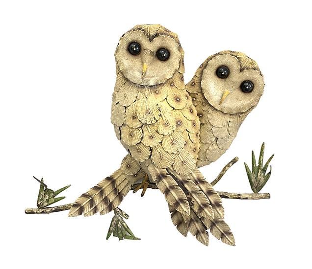 Handcrafted Metal Owl Garden Sculpture: Rustic Patina Finish, 36-Inch Wingspan