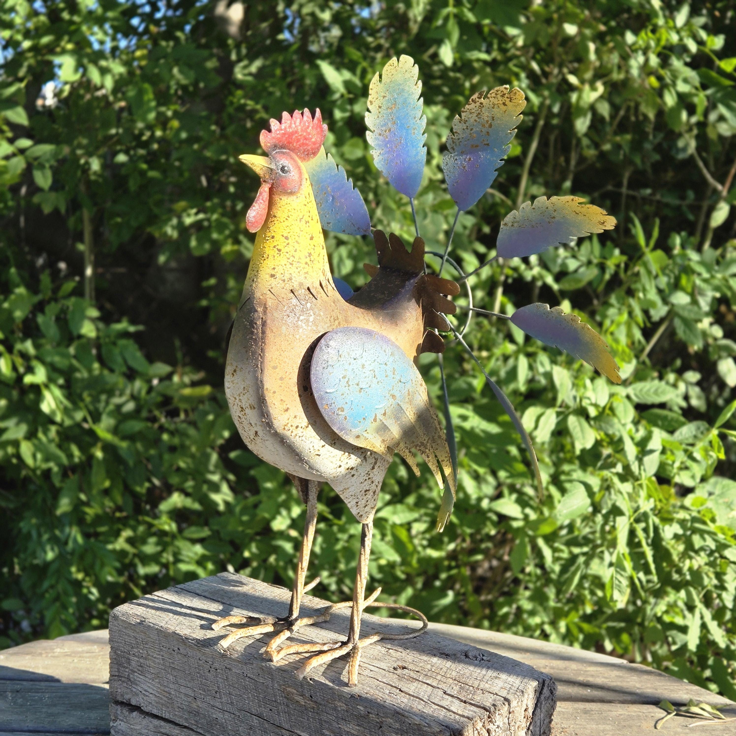 Rustic Metal Rooster Wind Spinner – Vintage Farmhouse Garden Yard Art