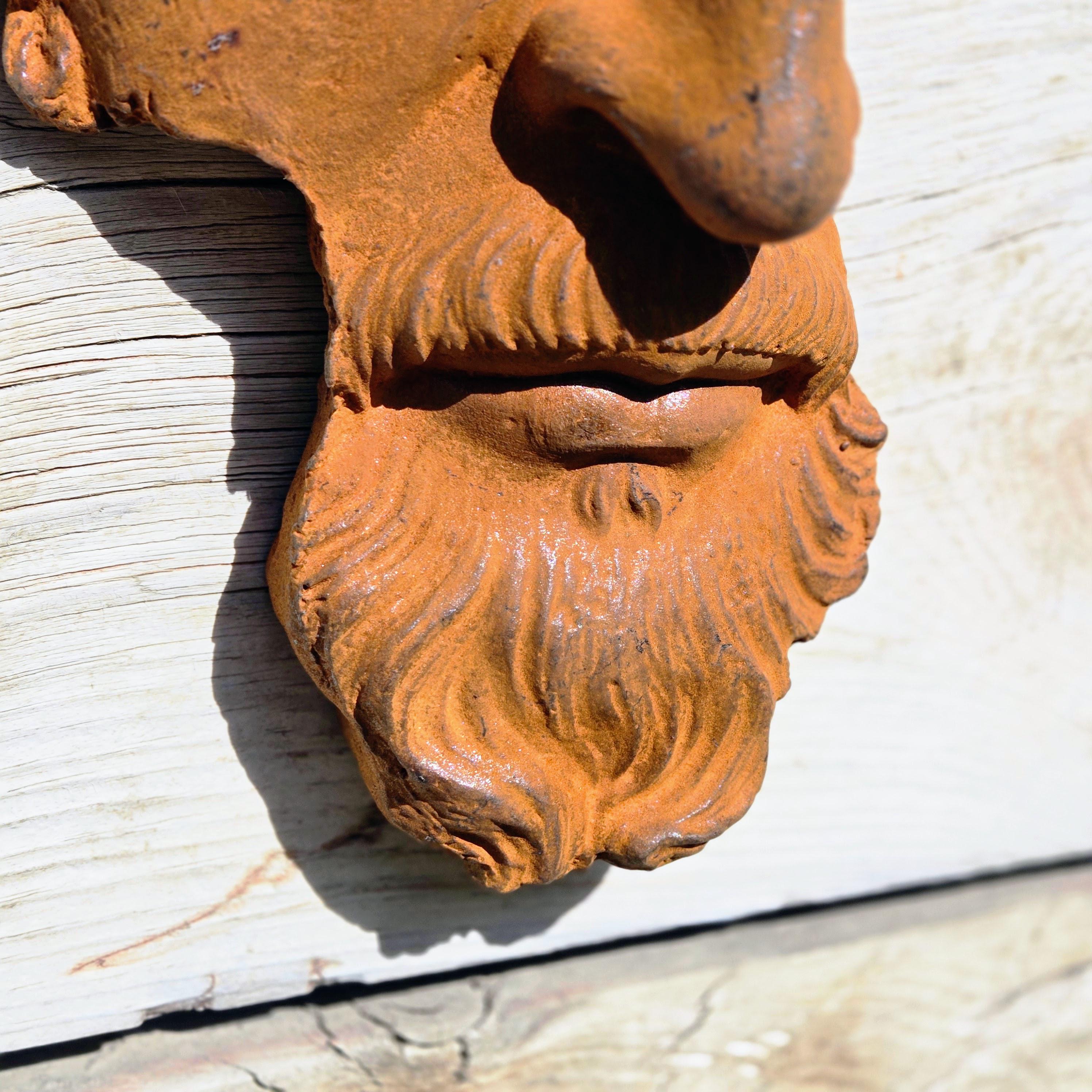 Cast Iron Roman Face Wall Sculpture – Rustic Garden Art, Farmhouse Decor