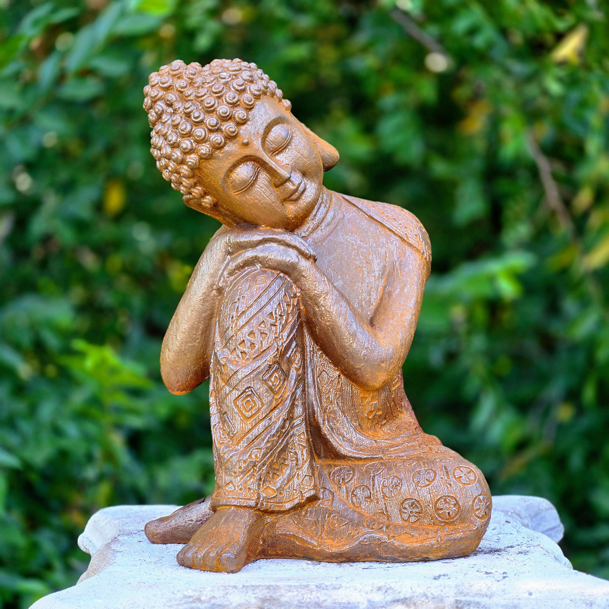Rustic Metal Buddha Statue – Zen Garden Meditation Sculpture Outdoor Spiritual Yard Decor