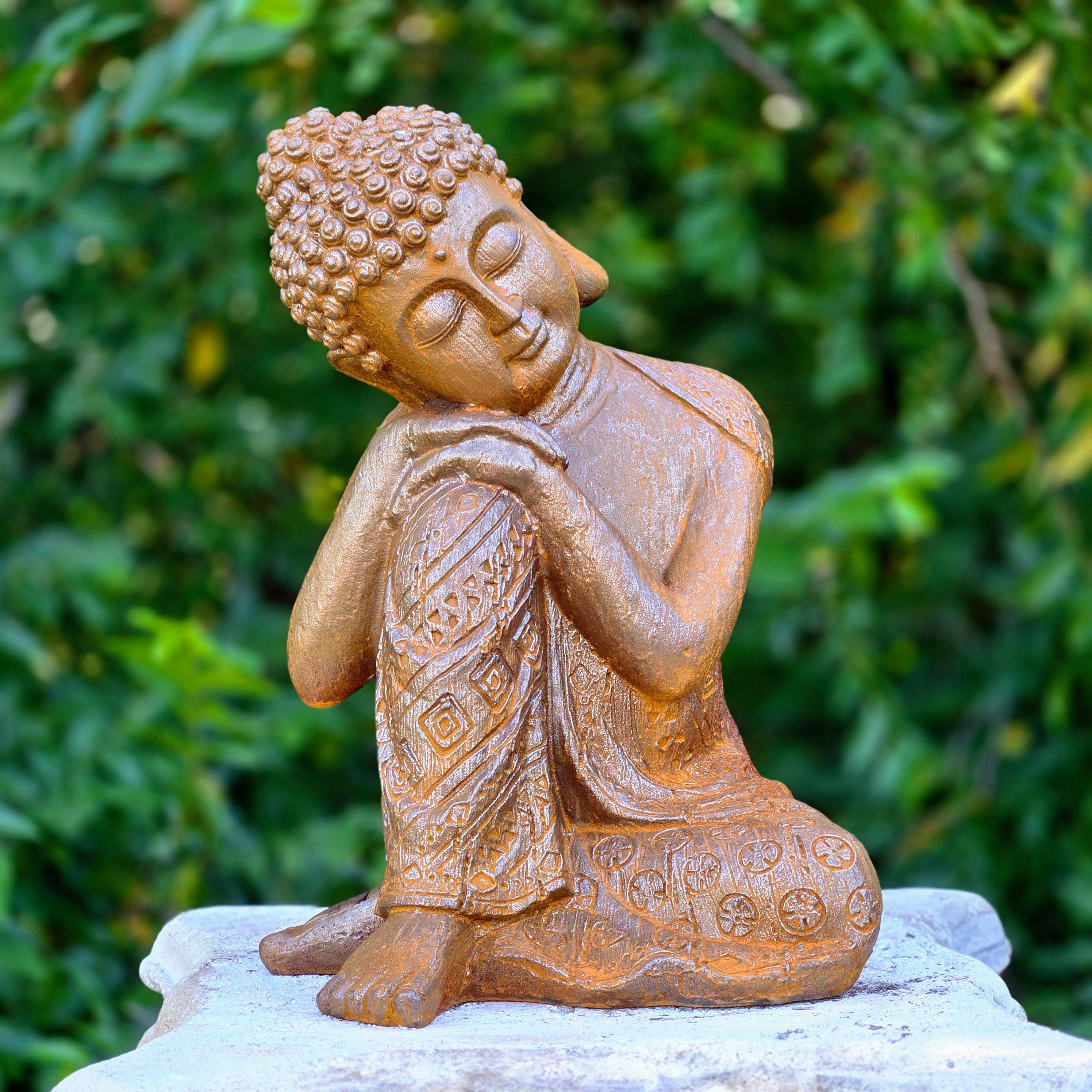 Rustic Metal Buddha Statue – Zen Garden Meditation Sculpture Outdoor Spiritual Yard Decor