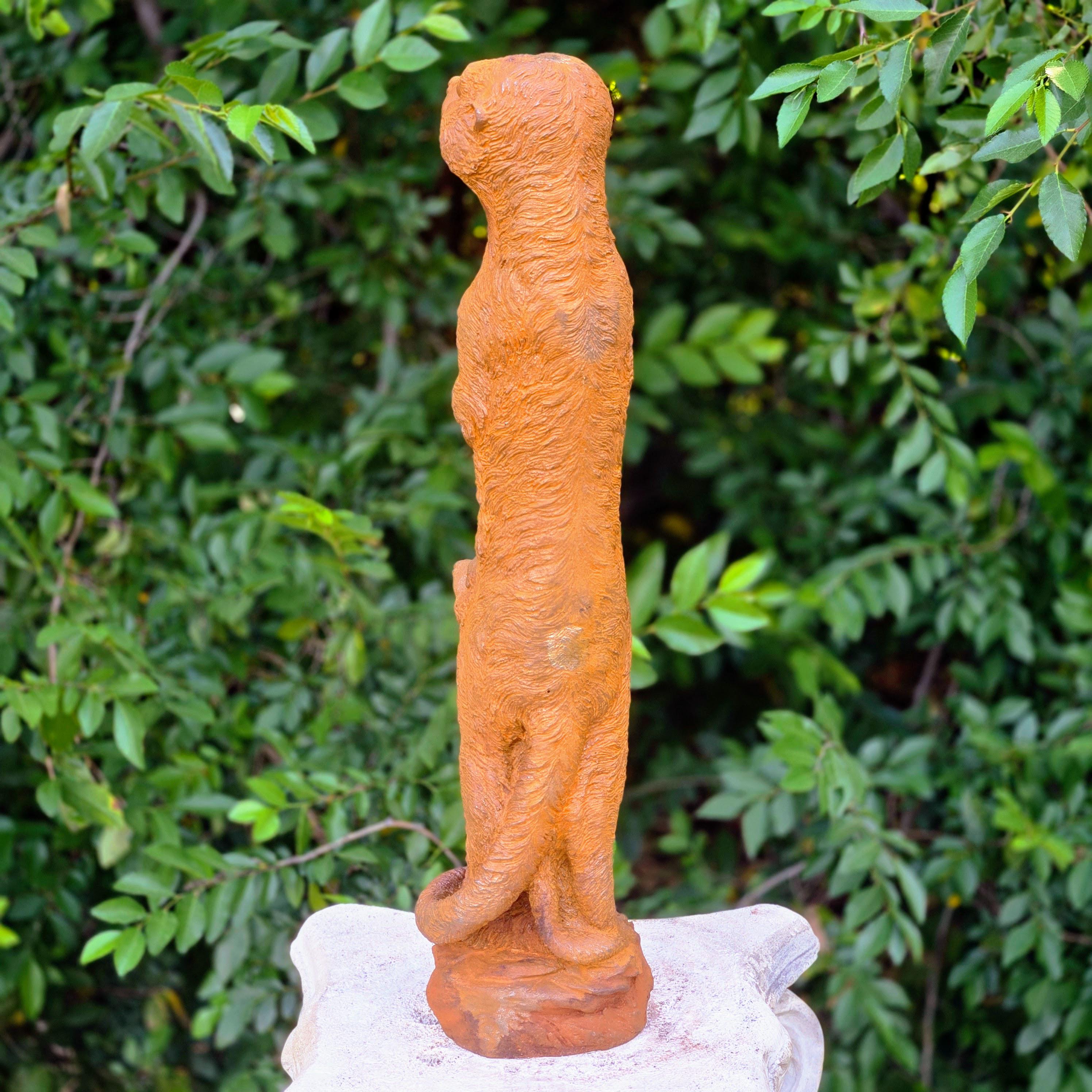 Cast Iron Mongoose Meerkat Statue – Rustic Animal Sculpture, Whimsical Garden Decor