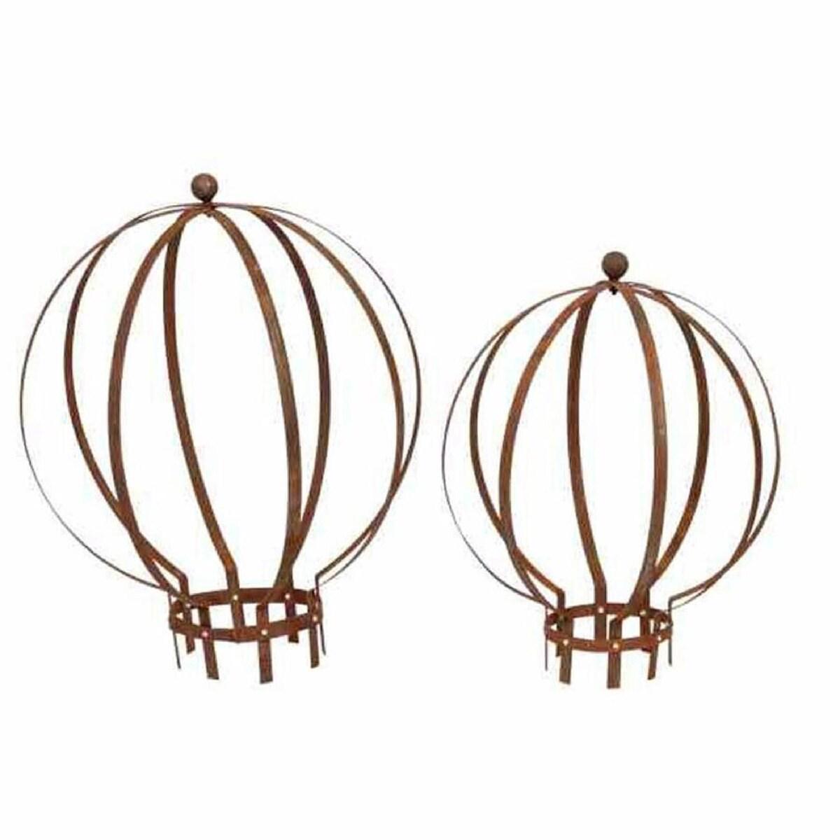 Rust Metal Topiary Ball Frames – Garden Sphere Planter Decor Set
