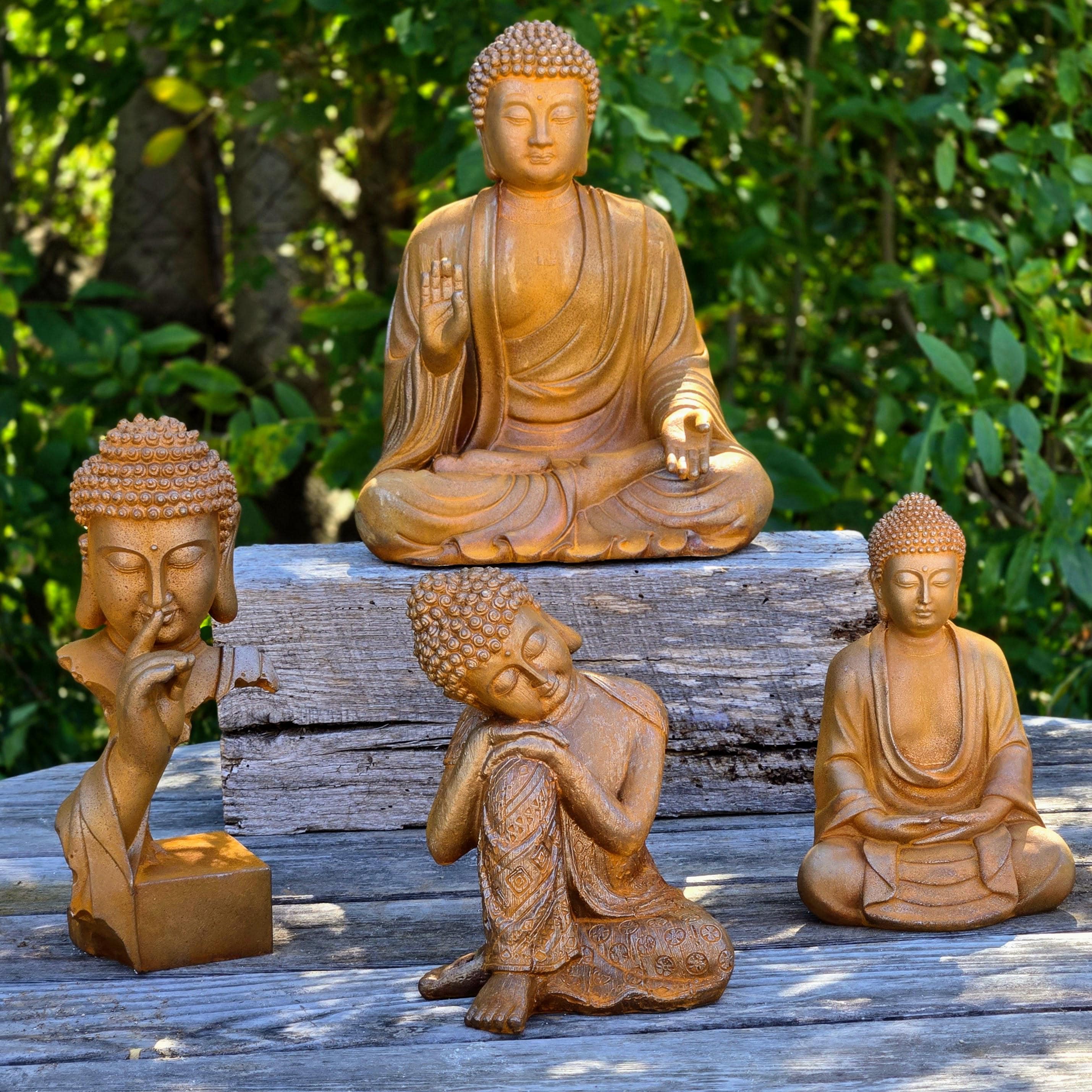 Rustic Metal Buddha Statue – Zen Garden Meditation Sculpture Outdoor Spiritual Yard Decor