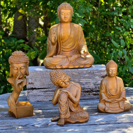 Rustic Metal Buddha Statue – Zen Garden Meditation Sculpture Outdoor Spiritual Yard Decor