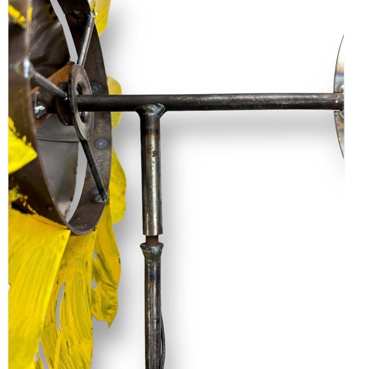 Metal Sunflower kinetic Wind Spinner Garden Stake – 58" Rustic Yard Art Rotating Wheel Farmhouse Decor