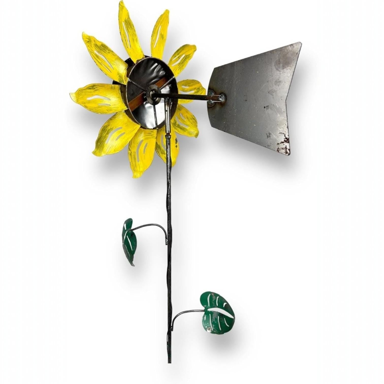 Metal Sunflower kinetic Wind Spinner Garden Stake – 58" Rustic Yard Art Rotating Wheel Farmhouse Decor