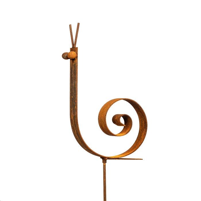 Rusty Metal Snail Garden Stake – Minimalist Spiral Yard Art Outdoor Sculpture for Garden Decor