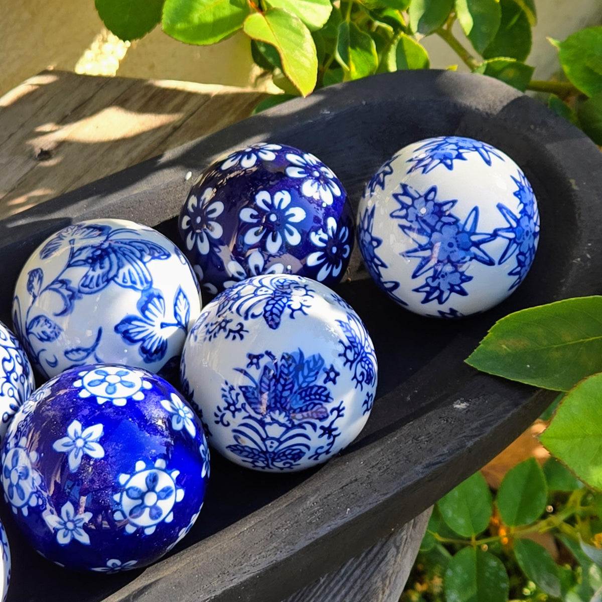 Set of 10 Ceramic Decorative Balls – Glazed Garden Bowl, Bird Bath, Patio Decor