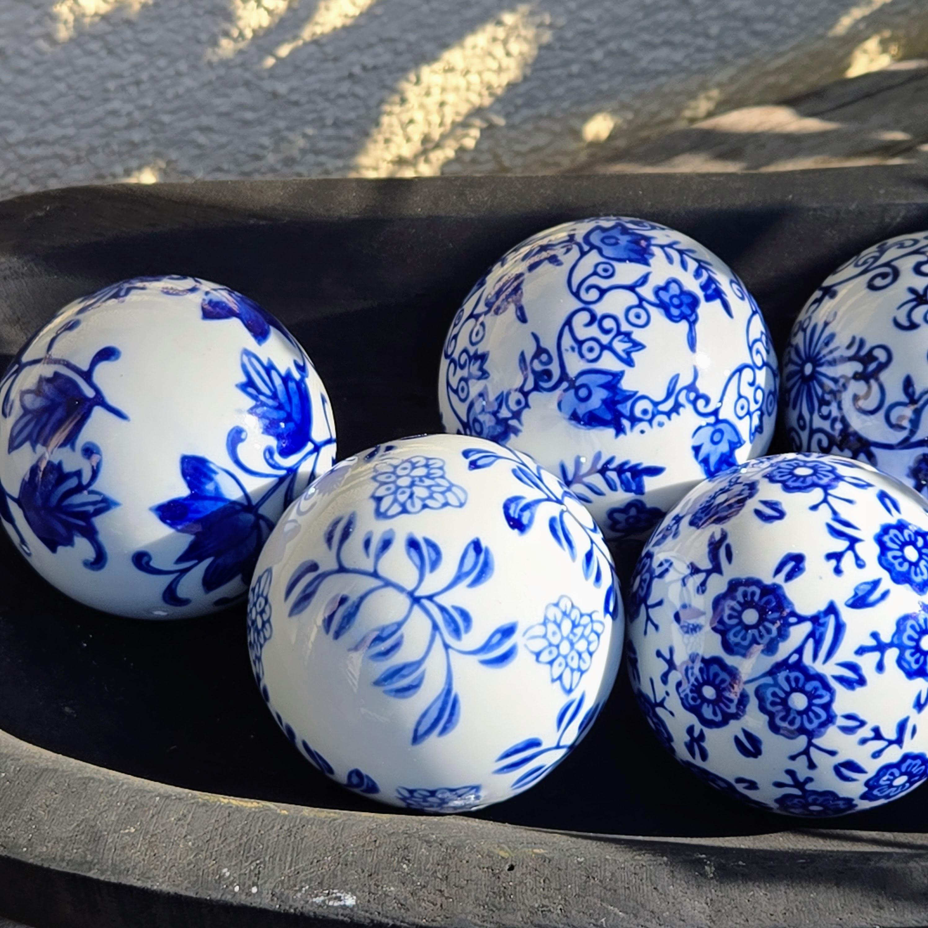 Set of 10 Ceramic Decorative Balls – Glazed Garden Bowl, Bird Bath, Patio Decor