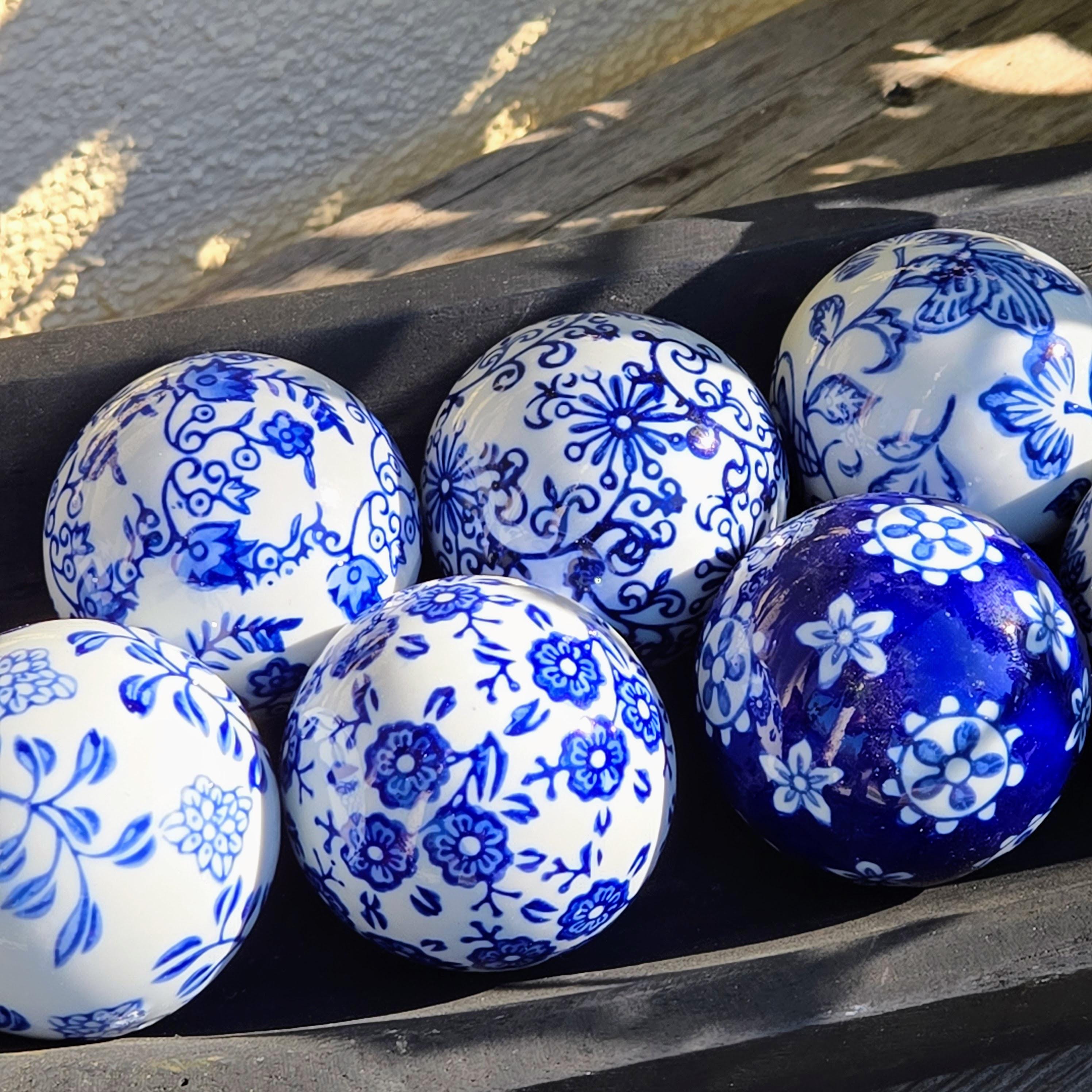 Set of 10 Ceramic Decorative Balls – Glazed Garden Bowl, Bird Bath, Patio Decor