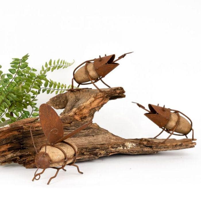 Rustic Metal Garden Animal Sculptures – Bee, Frog, Snail, Spider Yard Art