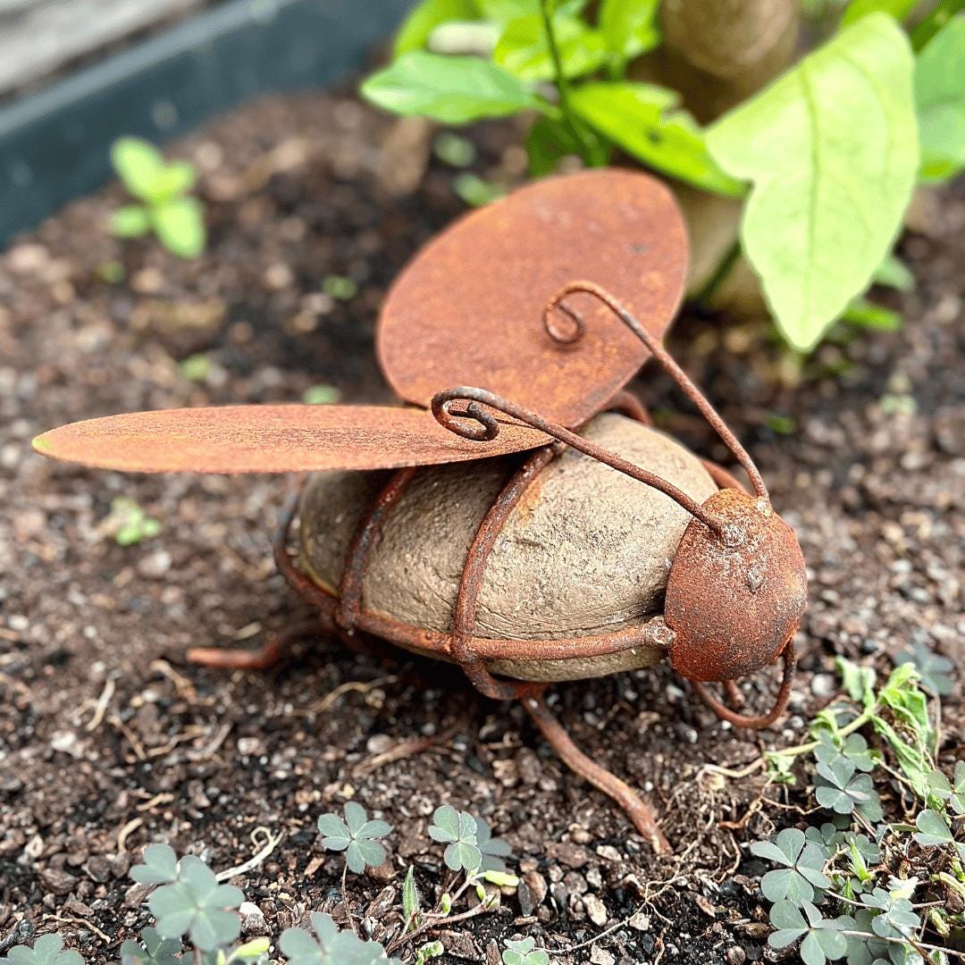 Rustic Metal Garden Animal Sculptures – Bee, Frog, Snail, Spider Yard Art