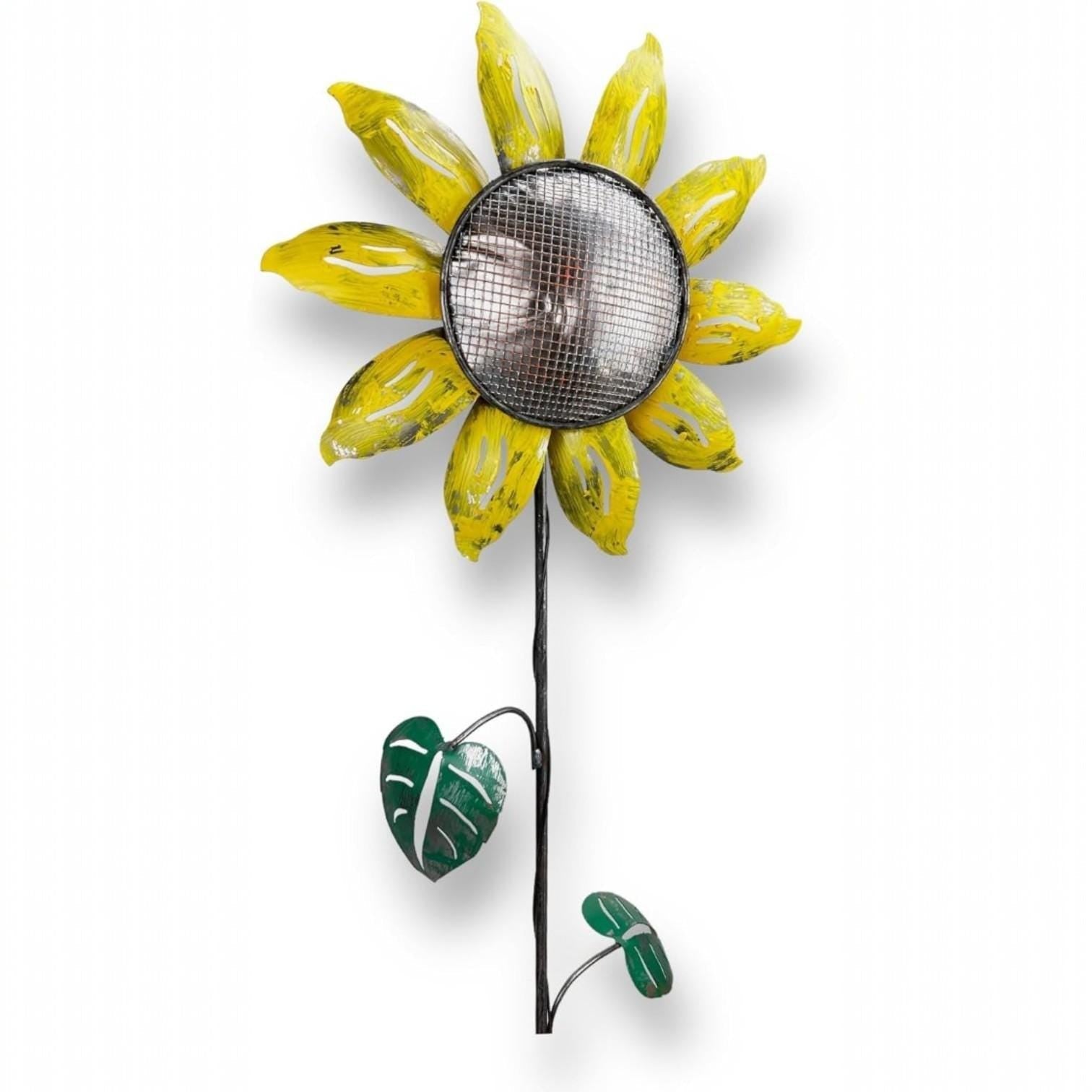 Metal Sunflower kinetic Wind Spinner Garden Stake – 58" Rustic Yard Art Rotating Wheel Farmhouse Decor