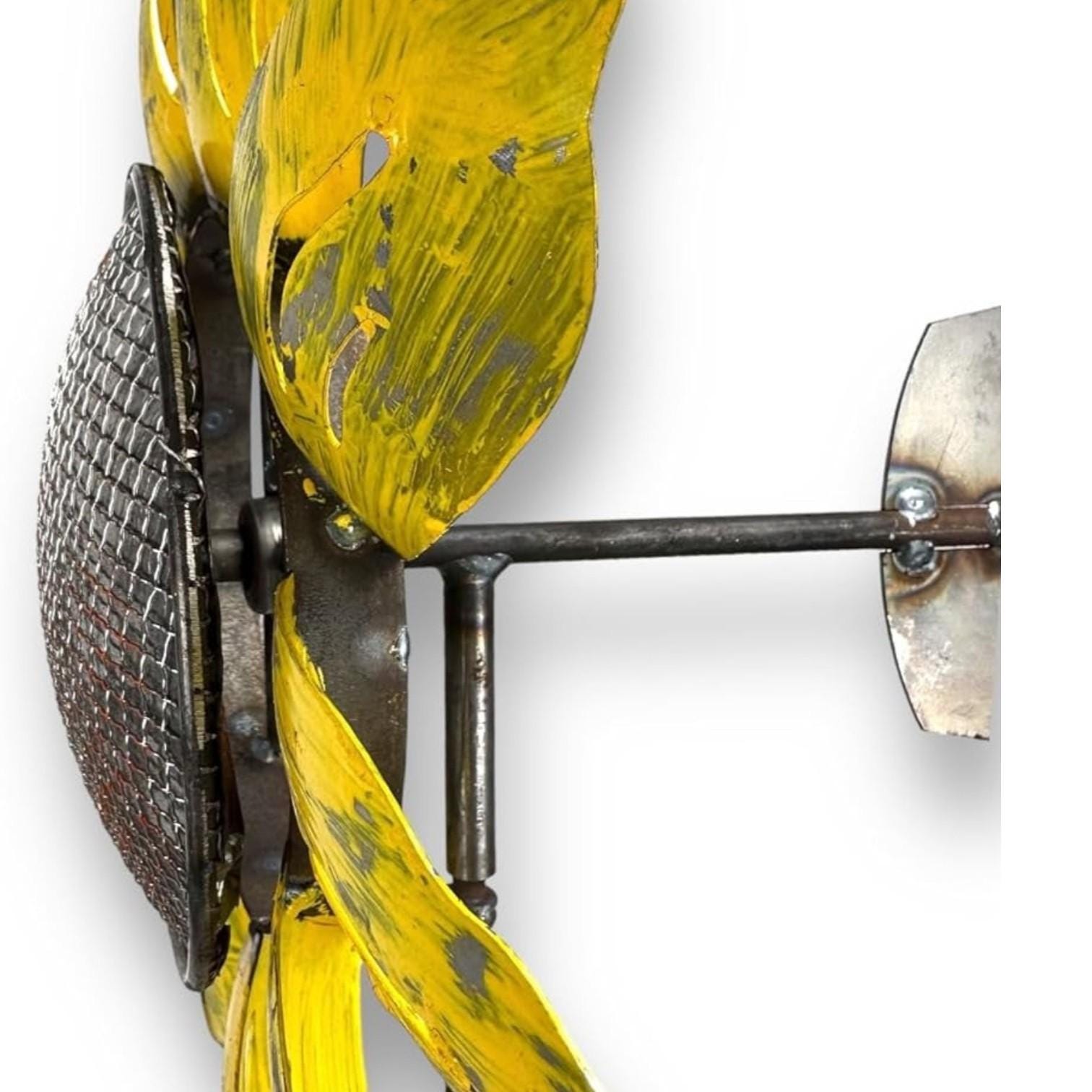 Metal Sunflower kinetic Wind Spinner Garden Stake – 58" Rustic Yard Art Rotating Wheel Farmhouse Decor