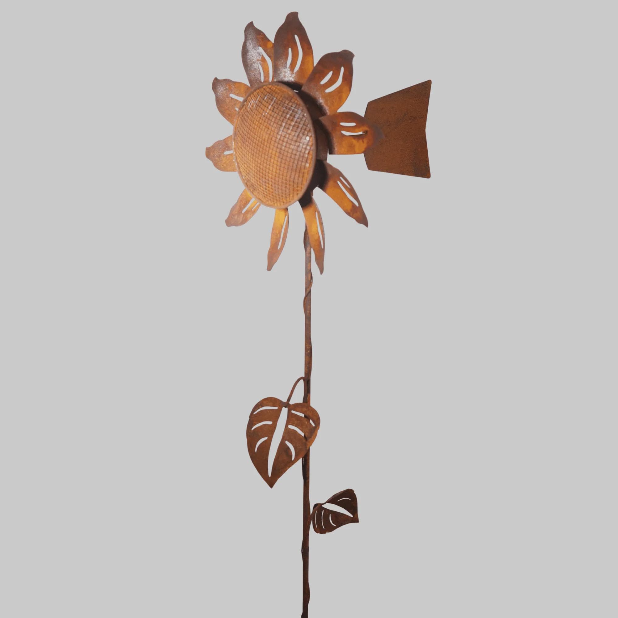 Metal Sunflower kinetic Wind Spinner Garden Stake – 58" Rustic Yard Art Rotating Wheel Farmhouse Decor