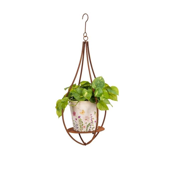 Rusty Metal Hanging Planter Holder – KD Outdoor Plant Hanger for Garden Patio Decor
