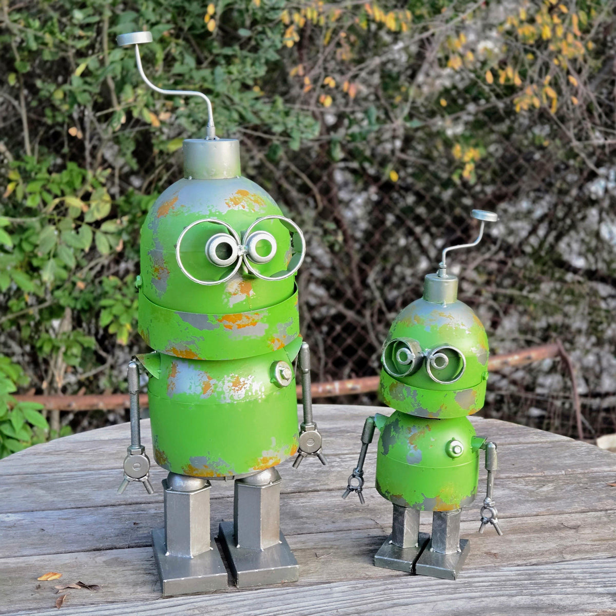 Vintage Metal Garden Robot | Retro Coffee Machine Sculpture | Minion Inspired Yard Art