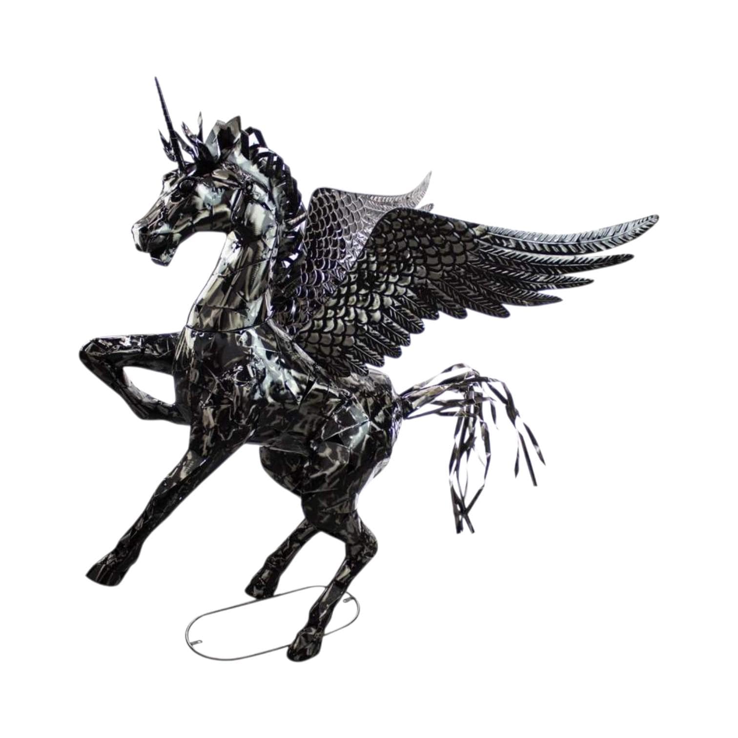 Large Metal Pegasus Sculpture – Winged Horse Garden Statue, Rustic Outdoor Art