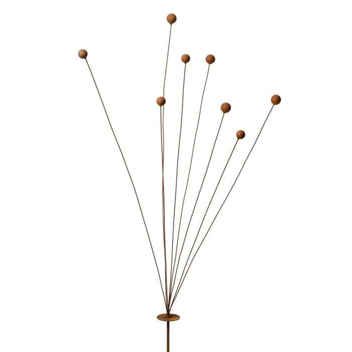 Stake Knobby Club Rush Rust – Rustic Farmhouse Yard Art, Rust Finish Lawn Decor