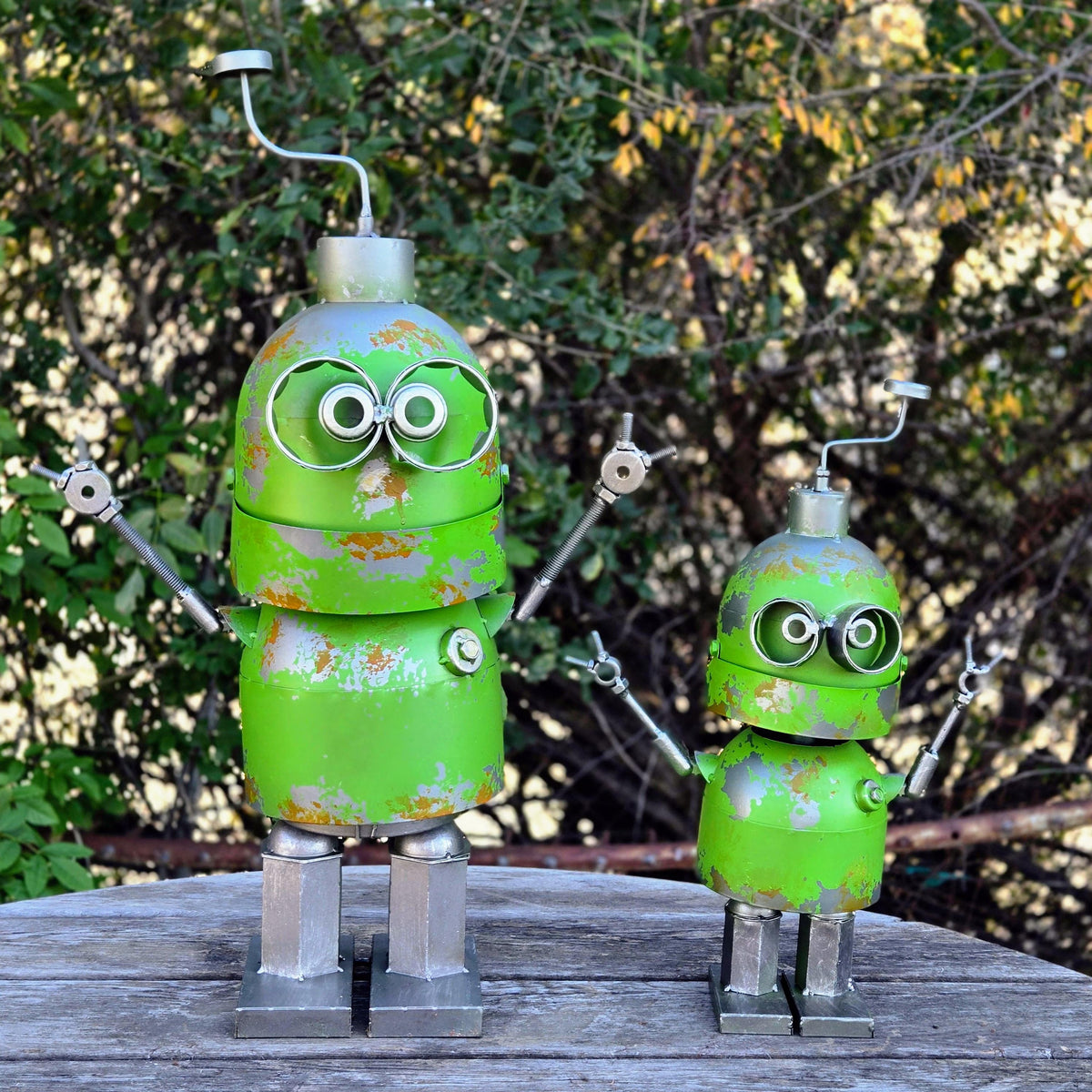 Vintage Metal Garden Robot | Retro Coffee Machine Sculpture | Minion Inspired Yard Art