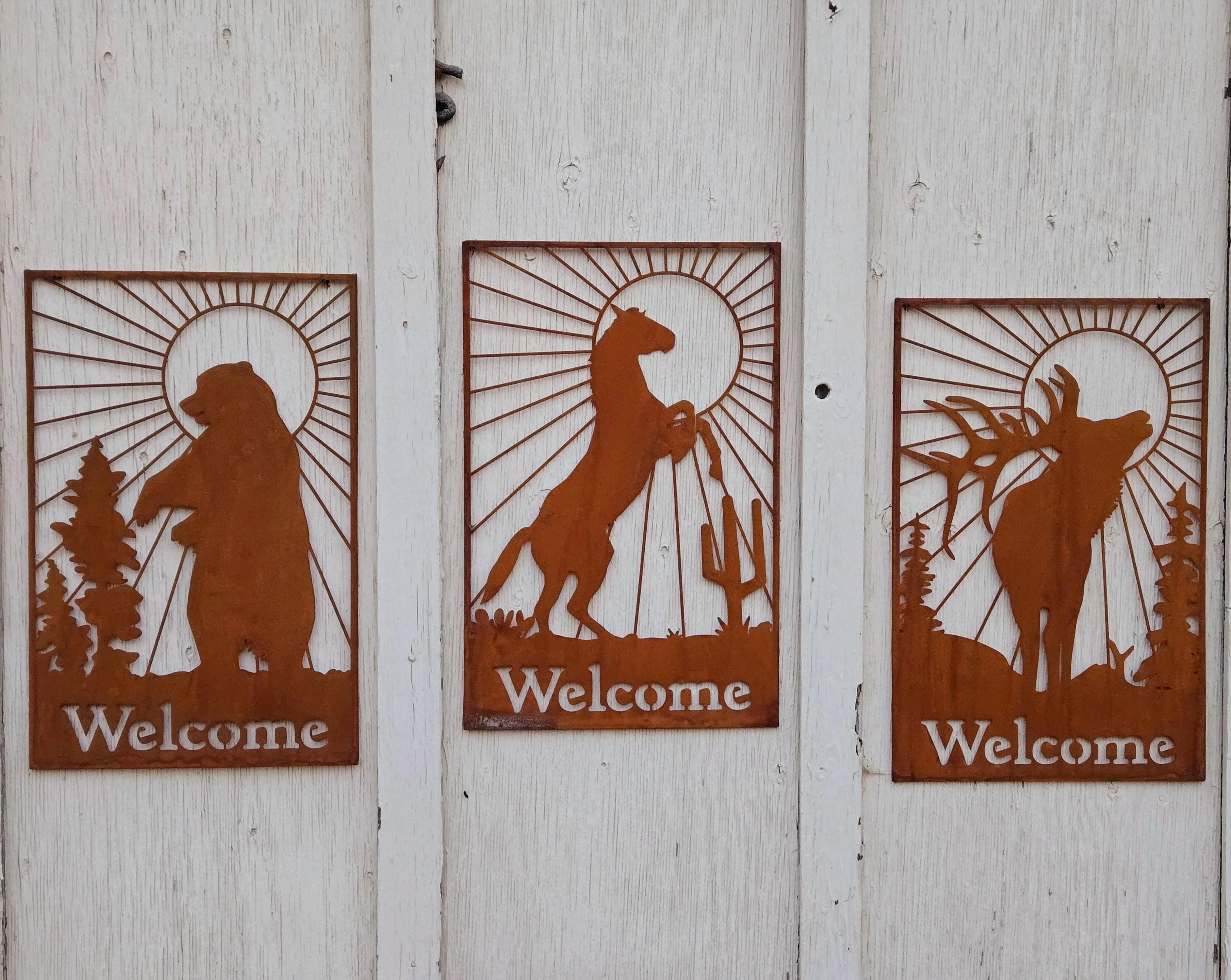 Metal Wildlife Wall Decor – Elk, Bear, Horse, Rooster Farmhouse Art