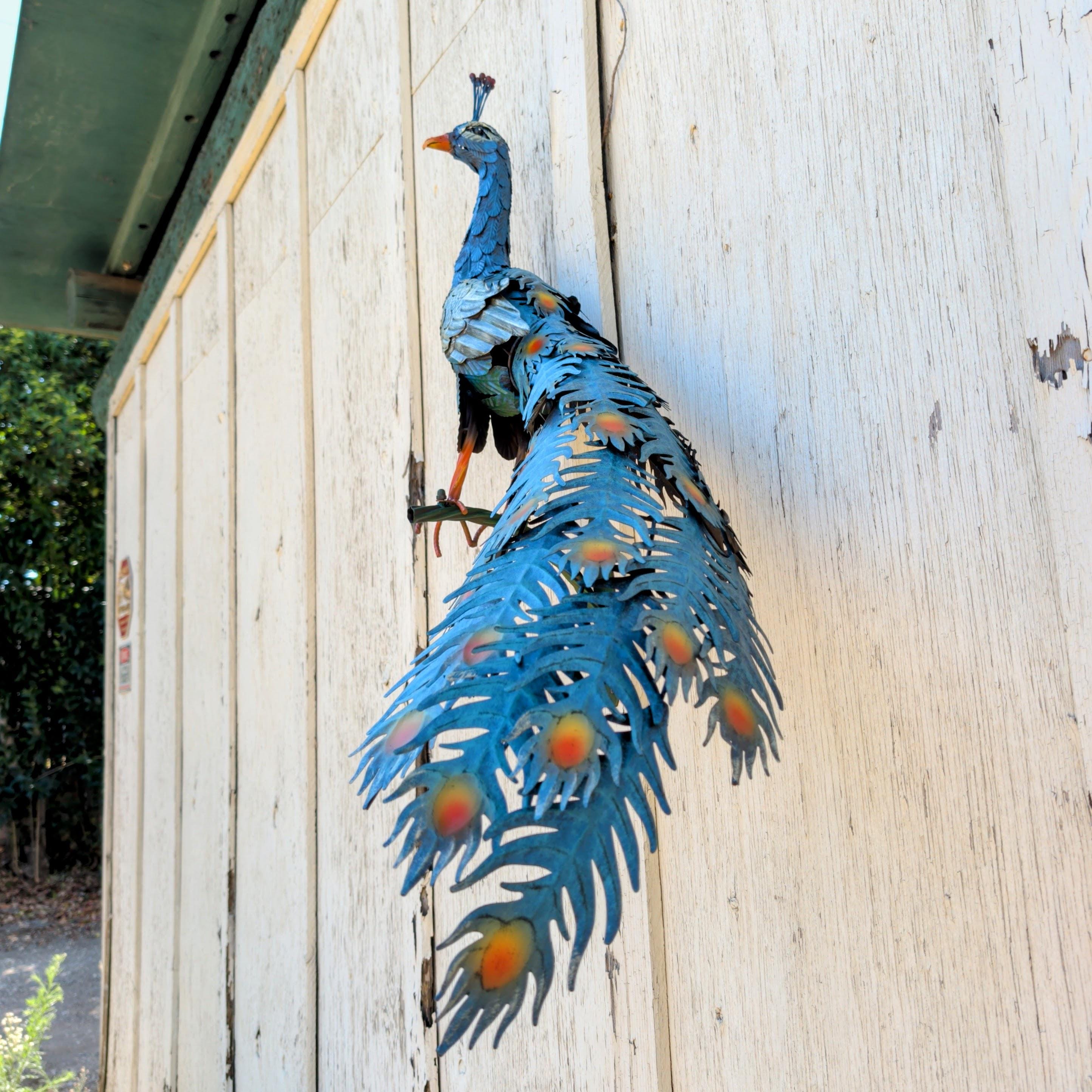 Metal Peacock Garden Sculpture Outdoor Yard Art Decorative Peacock Statue