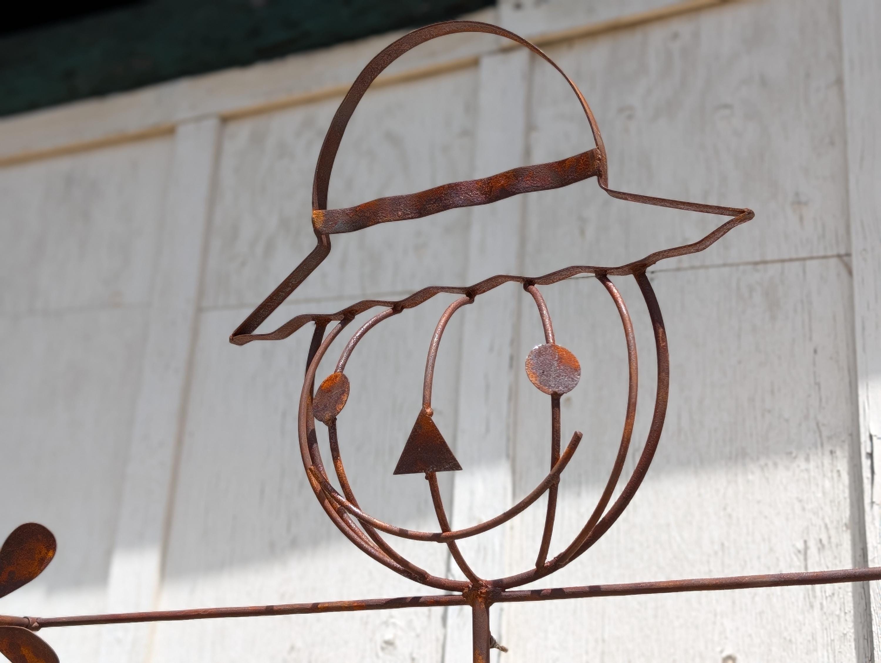 Rusty Metal Scarecrow Wind Spinner Garden Stake, Fall Decor, Halloween Yard Decor, Farmhouse Flower Spinner, Outdoor Garden Art