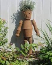 Rustic Metal Robot Garden Planter Set – Whimsical Outdoor Sculpture