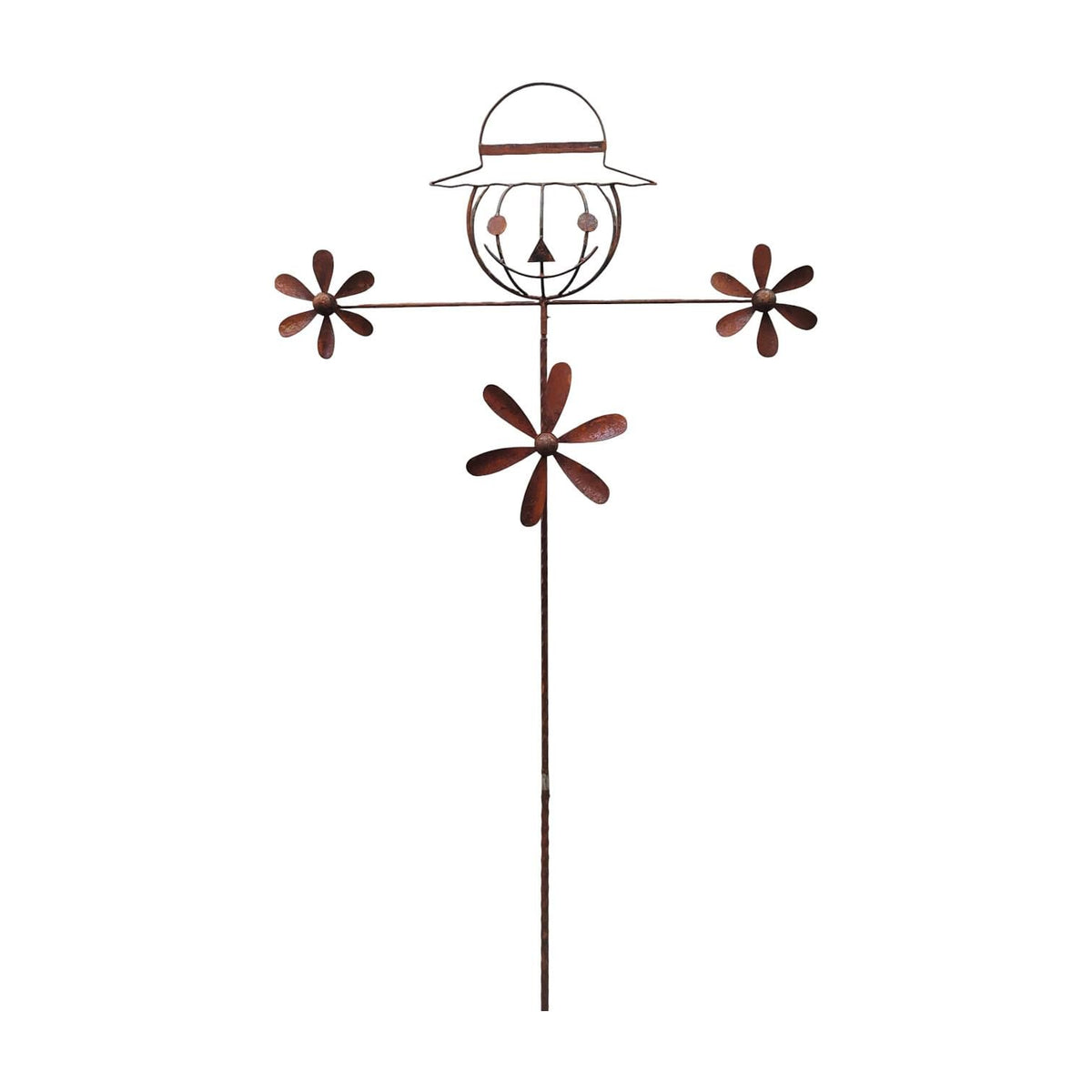 Rusty Metal Scarecrow Wind Spinner Garden Stake – Fall Decor