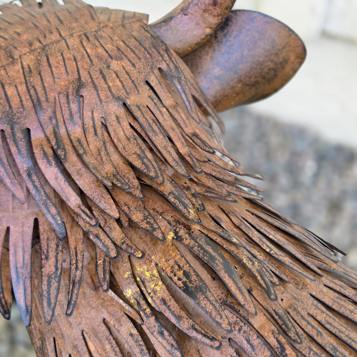 Handcrafted Metal Highland Cow Sculpture, Rustic Outdoor Garden & Farmhouse Decor, Unique Gift for Cow Lovers