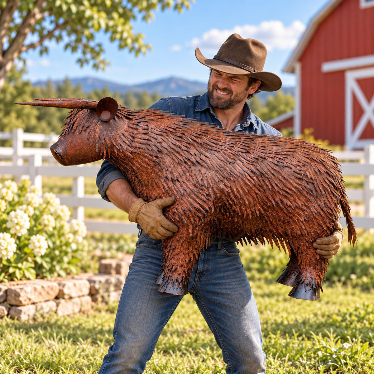 Medium Metal Garden Highland Cow