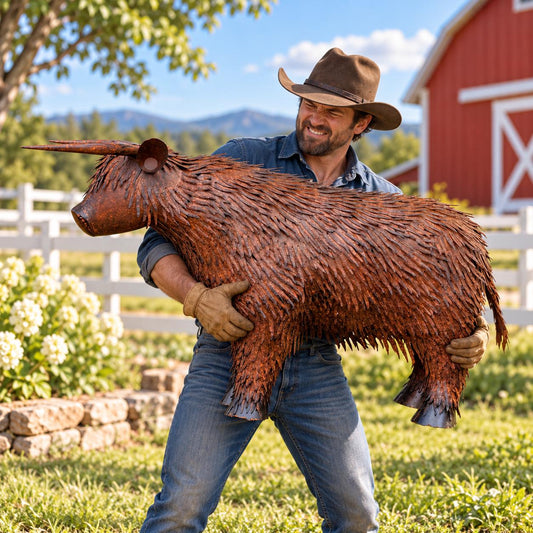 Medium Metal Garden Highland Cow
