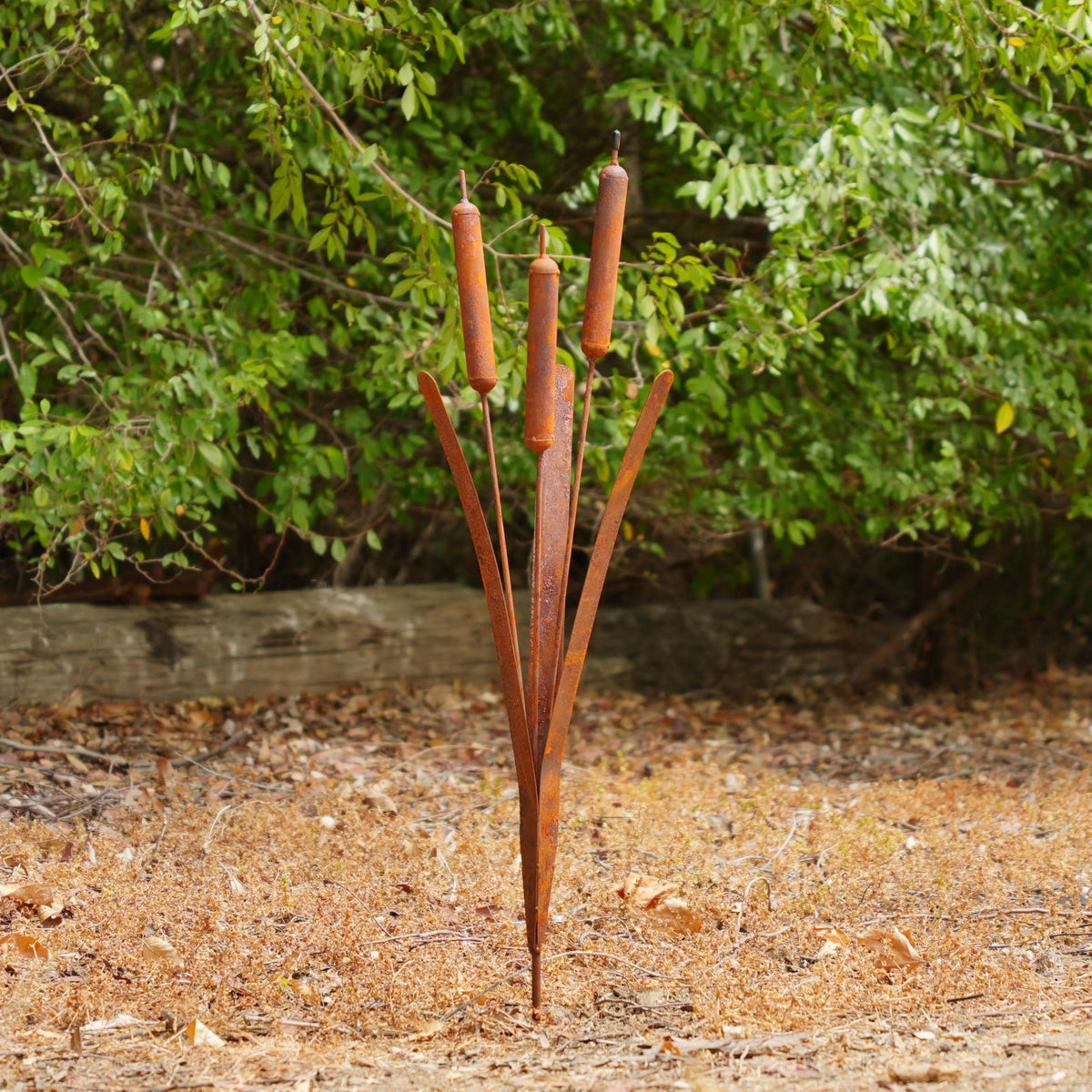 Rustic Metal Cattail & Bulrush Garden Stake, Reed Grass Sculpture, Outdoor Yard Decor, Gardener Gift