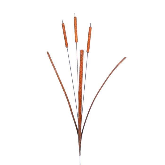 Rustic Metal Cattail & Bulrush Garden Stake, Reed Grass Sculpture, Outdoor Yard Decor, Gardener Gift