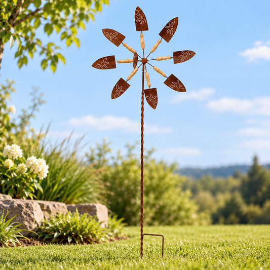 Rustic Dragonfly Shovel Wind Spinner, Metal Garden Windmill, Gardener Gift, Outdoor Yard Decor