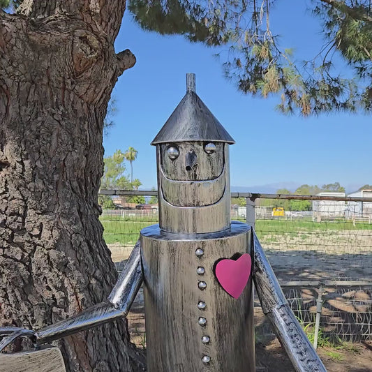 Robot Lumberjack Fire Pit Decor | Rustic Firewood Rack for Patio & Backyard