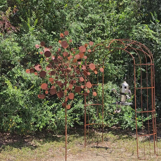 Rust Metal Wind Spinner Garden Stake – Kinetic Yard Art Sculpture, Vintage Farmhouse Decor